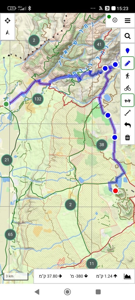 מפת המסלול מאזור דן ועד מרום גולן